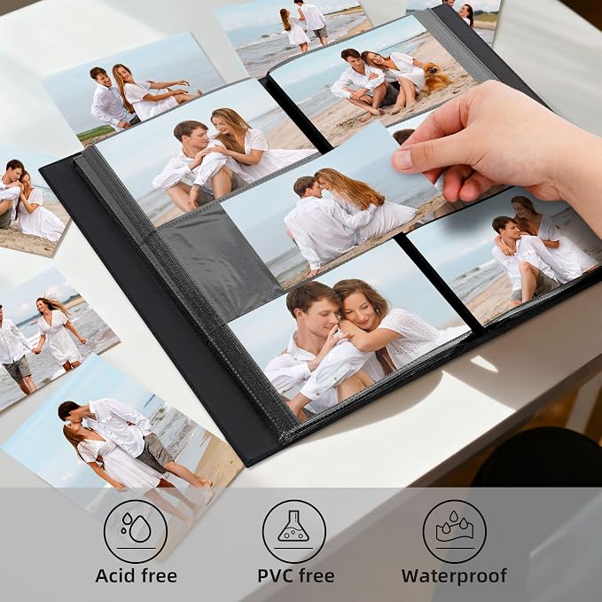 4x6 Slip In Photo Album Holds 300 Pockets Cloth Cover Beige | DIY cover window, Acid free pages, PVC free pockets, Family Travel Wedding, Gift ready - Image 2