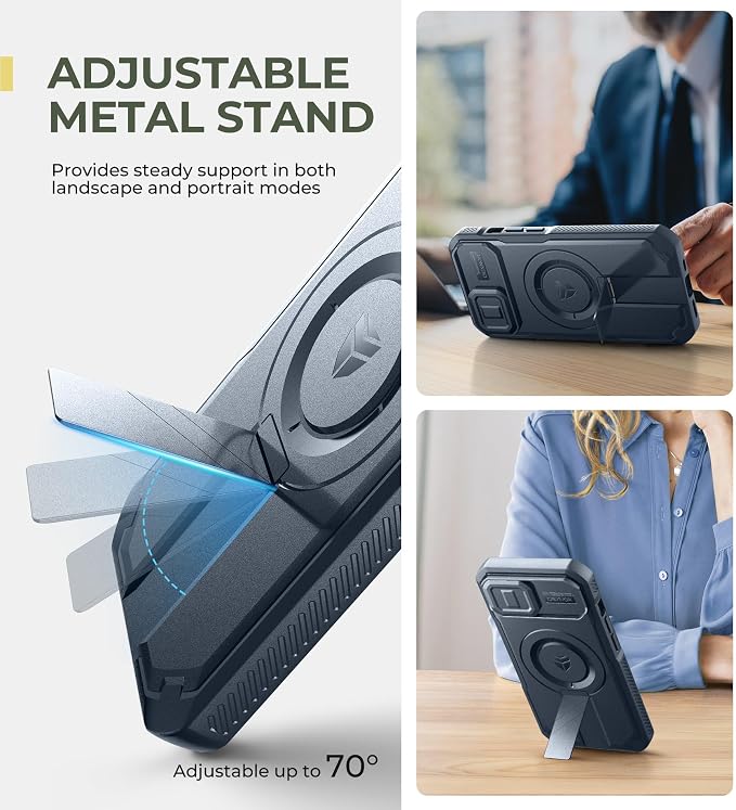 Dexnor for iPhone 13/14 Case with Slide Camera Cover & Adjustable Kickstand, Compatible with MagSafe, Rugged Shockproof Bumper Cases Heavy-Duty Magnetic Protective Cover,6.1 inch,Navy Blue - Image 5