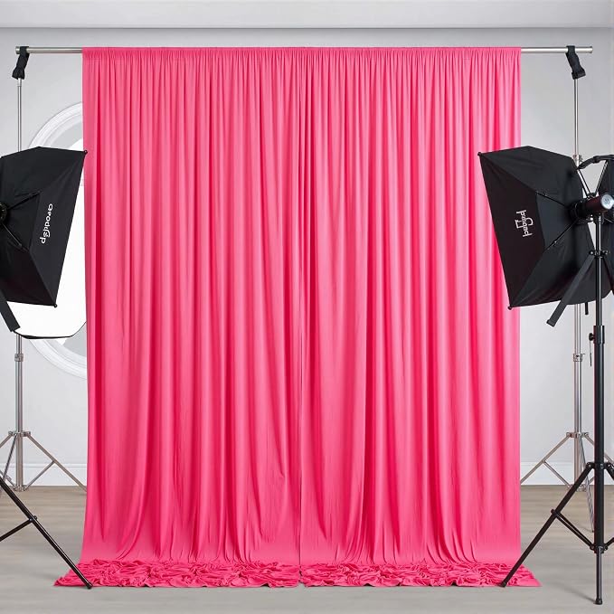 10 ft x 10 ft Wrinkle Free Hot Pink Backdrop Curtains for Parties, Polyester Fuchsia Photo Backdrop Drapes for Wedding Birthday Party Baby Shower,5ft x 10ft,2 Panels - Image 7