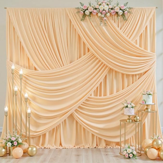 Dark Champagne Backdrop Curtain for Parties Wedding Baby Shower Wrinkle Free Photo Curtains Backdrop Drapes Fabric Decoration for Bridal Shower 5ft x 7ft,2 Panels - Image 3
