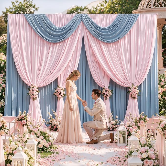 20x12 ft Light Pink Backdrop Curtains for Weddings, Birthdays and Photos | 4 Panels 5x12 ft, Wrinkle-Free Polyester Drapes, Washable, Ironable, 4 in Rod Pocket for Baby Showers Photography Background - Image 2