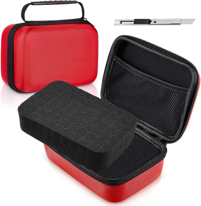Relaxweex Hard Case with Foam, 7.1 X 4.7 X 3.1 Inch, Red | EVA Waterproof Shockproof Case, Customizable Foam for Camera Electronics Instruments, Digital Products, with Knife by Relaxweex