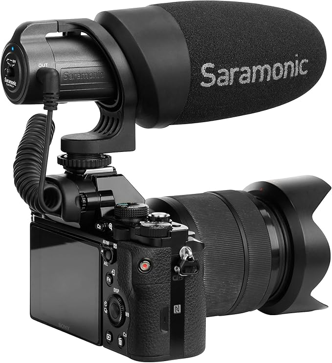 Saramonic CamMic+ | AA-Powered Shotgun Mic for DSLR, Mirrorless, Video Cams, Smartphones & Tablets | Shockmount, TRS Cable, The output cable of the, Video Cams, Windscreen for Protection from Weather and Dust, Mirrorless - Image 5