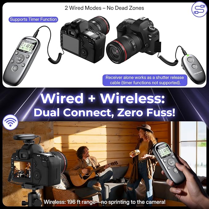 for Nikon Camera Rechargeable Wireless Intervalometer Shutter Release | Time-Lapse & Bulb Exposure Interval Timer Remote Control with OLED Display for Nikon Z8/Z6 III/D7500/D850/Z5/Z6/Z6II/Z9/P1100 - Image 3