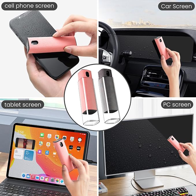 CUIUD Screen Cleaner Kit, Two in One Screen Cleaner Spray and Wipe, Touchscreen Mist Cleaner Spray Bottle for Phone/Laptop/Tablet/TV/Monitor/Car Screens(Grey) - Image 2