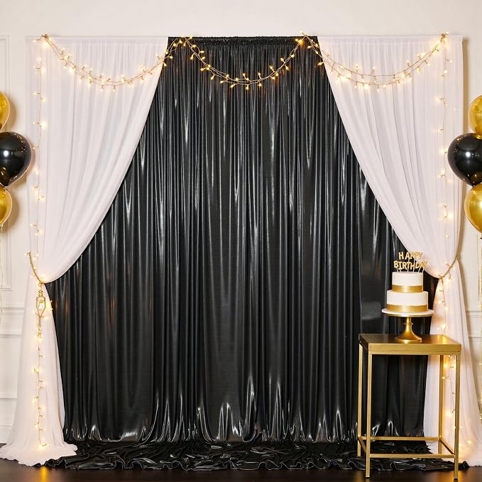 20x10FT Black Sequin Backdrop Curtain for Party - 4 Panels 5x10FT Wrinkle-Free Shimmer Drapes for Birthday, Wedding, Christmas, Decorations & Photography - Image 5