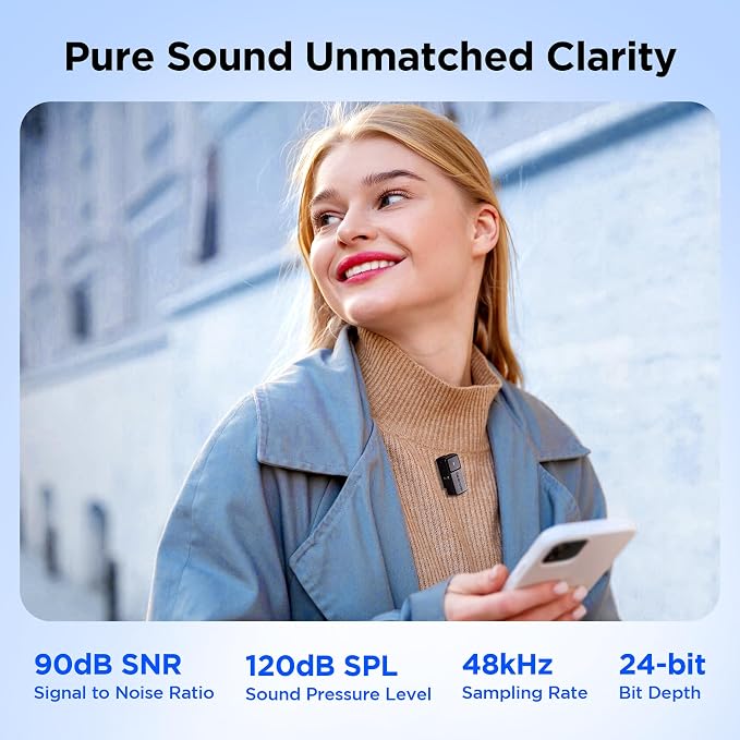 Saramonic Air Wireless Microphone for iPhone/Camera/Android/PC, 48kHz/24-bit,120dB Max SPL, 300m Range, Noise Cancelling, 30h Use for Filmmaking and Content Creation (USB Type-C Version) - Image 5