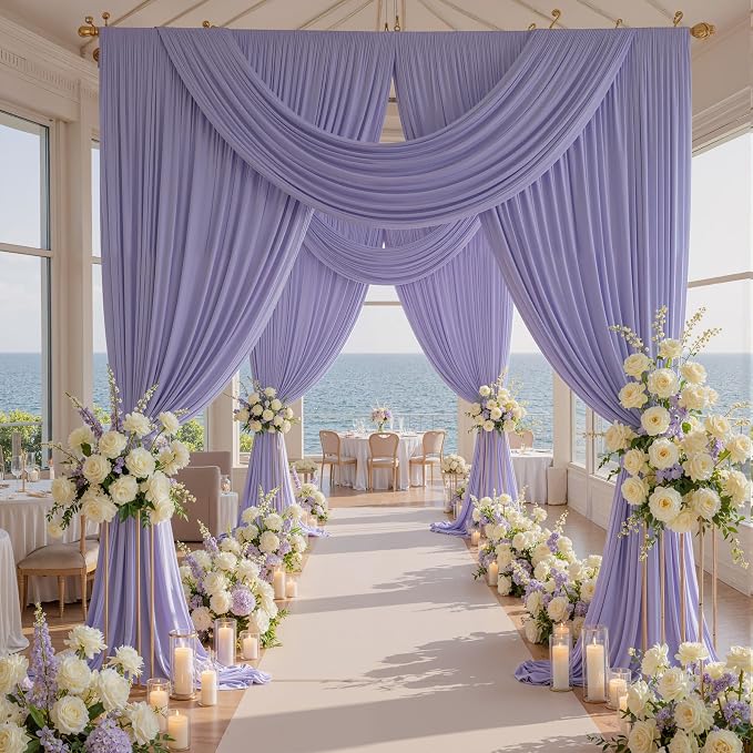 30ft x 10ft Wrinkle Free Lavender Backdrop Curtains for Parties, Light Purple Photo Backdrop Drapes 6 Panels for Wedding Girls Birthday Photography Party Background Baby Shower - Image 7