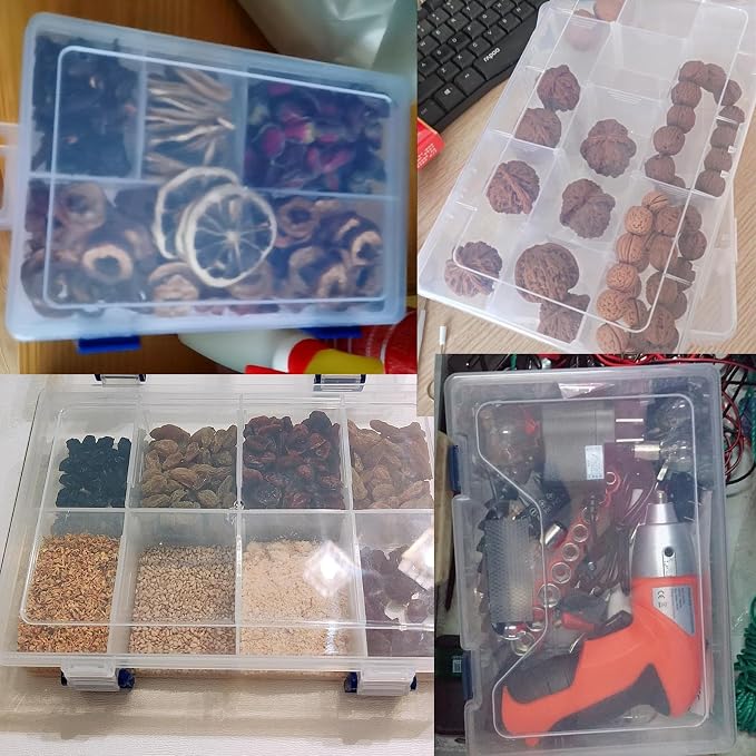 Xiaoyztan 12-Bin Clear Plastic Organizer with Adjustable Divider 7.3x4.9in | 12-grid organizer with adjustable dividers for jewelry, beads, tackle, and crafts - Image 8