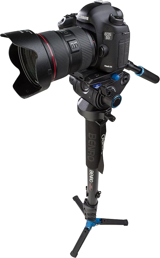 Benro Aluminum Series 4 Monopod w/ 3-Leg Locking Base and S6 Video Head (A48TDS6), Black - Image 3