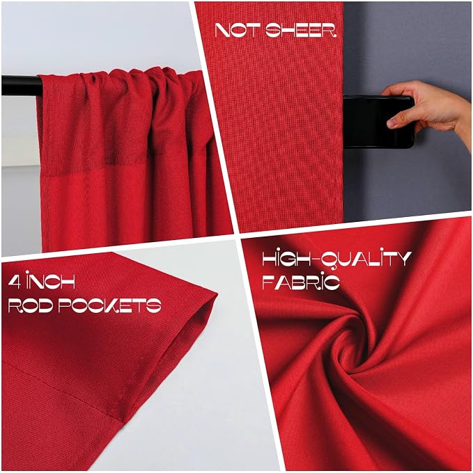 Joydeco Red Christmas Backdrop Curtain for Parties, Wrinkle Free Red Christmas Curtains Photo Backdrop for Wedding Decor, Birthday Party Graduation Baby Shower Photography Drapes(5ft x 7ft, 2 Panels) - Image 6