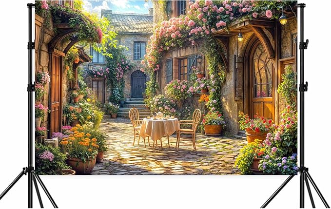 15X10ft Italian Theme Backdrop Italy Town Street Backdrop for Photography, Europe Village Town Landscape Photography Background Garden Tea Party Barnner Photo Studio Props, Color-2 - Image 6