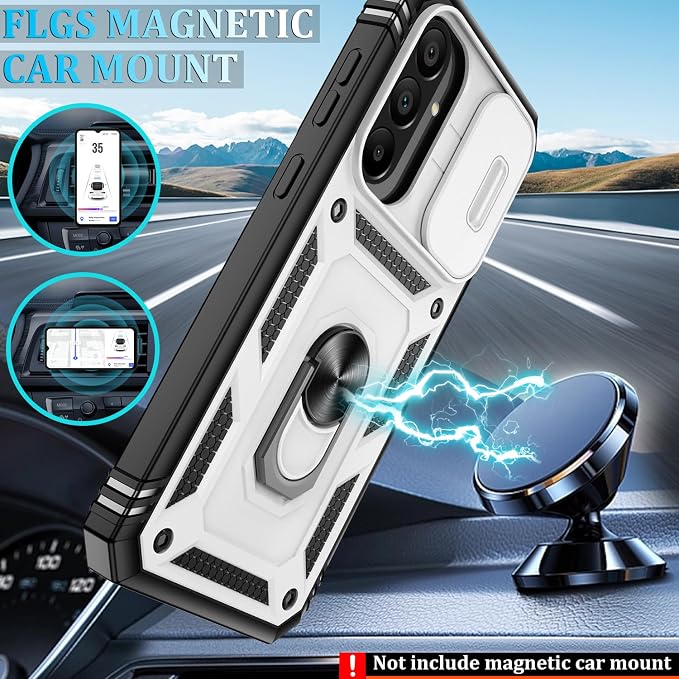 Gritup for Samsung A36 Phone Case: Samsung Galaxy A36 Case with Screen Protector*2 | Magnetic Stand & Slide Camera Cover, Shock Proof Military-Grade para A 36 Cover, White+Black - Image 6