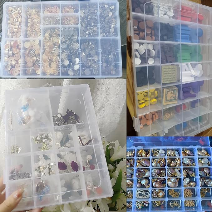 Xiaoyztan 18-Grid Clear Plastic Organizer for Jewelry Beads 2Pcs | 18-grid clear organizer for jewelry, beads, tackle, and small parts - Image 7