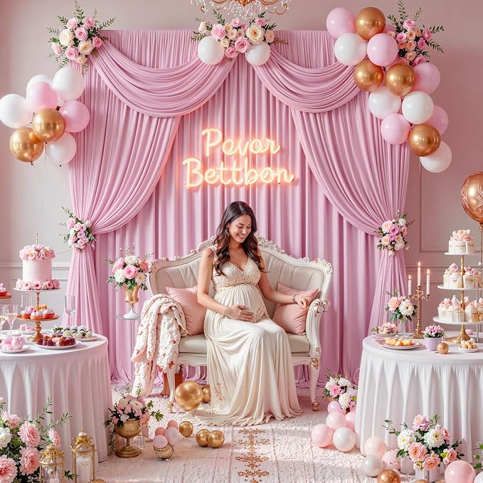 30 ft x 10 ft Wrinkle Free Baby Pink Backdrop Curtain for Parties, 6 Panels 5ftx10ft Thick Polyester Photo Backdrop Drapes for Baby Shower Birthday Party Photography Wedding Backdrop Stand - Image 8