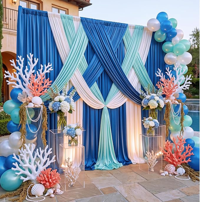 10x12 ft Royal Blue Backdrop Curtains for Weddings, Birthdays and Photos | 2 Panels 5x12 ft, Wrinkle-Free Polyester Drapes, Washable, Ironable, 4 in Rod Pocket for Baby Showers Photography Background - Image 2