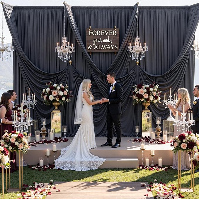 20ft x 10ft Wrinkle Free Black Backdrop Curtains for Parties, 4 Panels 5x10ft Silky Polyester Black Photo Backdrop Drapes for Wedding Graduation Birthday Party Photography Background - Image 7
