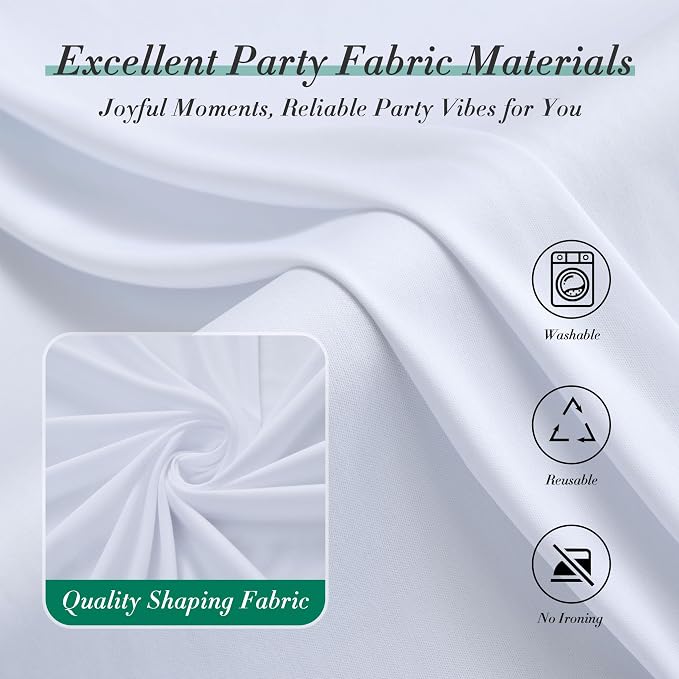 10 ft x 8 ft Wrinkle Free White Backdrop Curtain for Wedding Parties, Polyester Photography Backdrop Drapes for Birthday Parties Stage Backdrop Stand, White Background Curtains 5x8FT 2 Panels - Image 5