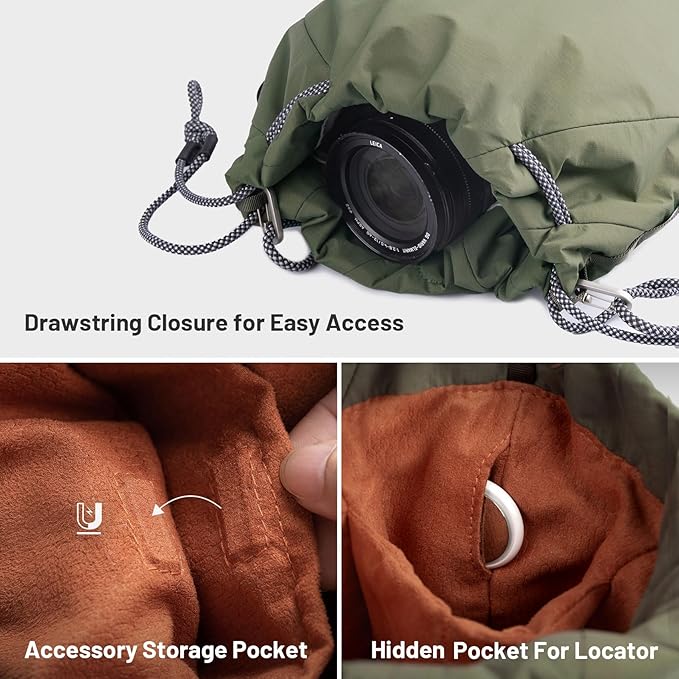 PGYTECH OneGo Drawstring Small Camera Bag Soft Cute Camera Pouch Handbag | Black Camera Sling Bag Compatible with Mirrorless Cameras/Nikon/Canon/Sony/Fuji/Pocket 4 Camera Case - Image 9