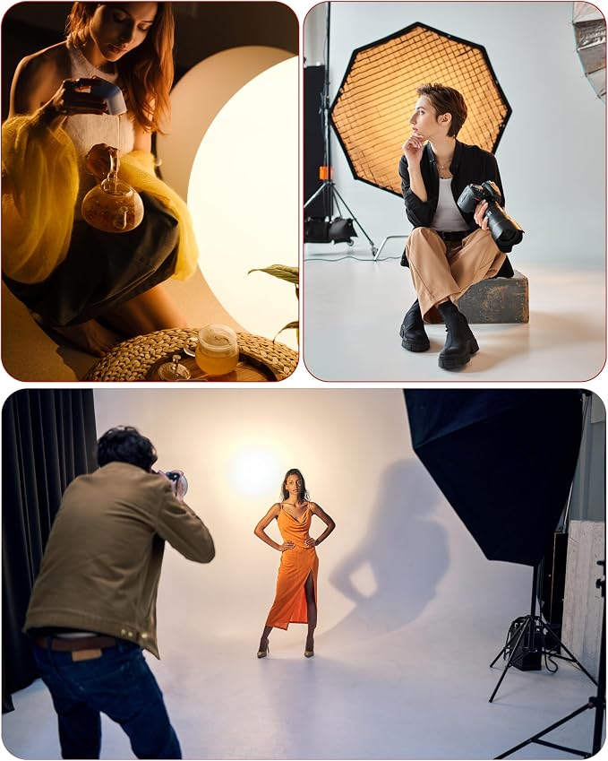 REFLEX CAMERA Professional 80W Handheld LED Photography Light – Portable Studio Video Light, Continuous Lighting for Photography, Handheld LED Spotlight. 3200-5600K 18000lux/1m CRI97 12 Effects + RGB - Image 7