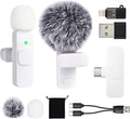 Mini White Microphone for iphone Android Phone Tablet ipad PC, Usb C Wireless Lavalier Mic for Video Recording Vlogging Youtube Tiktok Podcast Interview content creators, Tiny Microphones Clip on Mics by Unknown