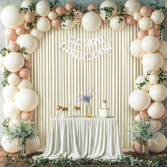 4 Panels Beige Backdrop Curtain for Wedding Parties Wrinkle Free Beige Photo Curtains Backdrop Drapes Fabric Decoration for Baby Shower Photoshoot 20ft(W) x 10ft(H) - Image 9