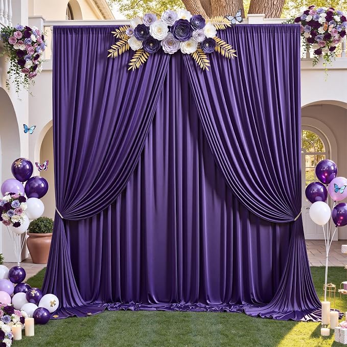 50x12 ft Deep Purple Backdrop Curtains for Weddings, Birthdays and Photos | 10 Panels 5x12 ft, Wrinkle-Free Polyester Drapes, Washable, Ironable, 4 in Rod Pocket for Baby Showers Photography Background - Image 7