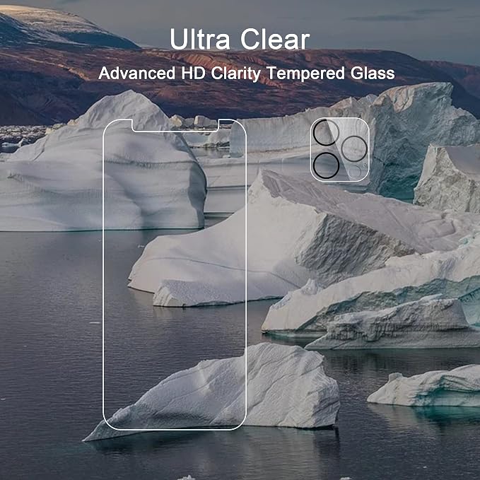 Ailun Screen Protector + Camera Lens Protector for iPhone 12 Pro Max | 2+2 Pack, 6.7 Inch, Case Friendly, Tempered Glass Film, HD - Image 4
