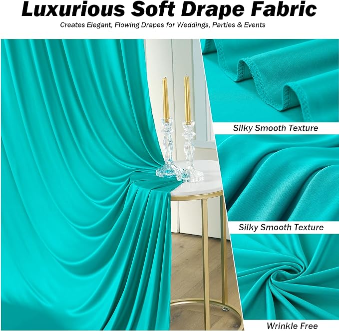 10x12 ft Turquoise Backdrop Curtains for Weddings, Birthdays and Photos | 2 Panels 5x12 ft, Wrinkle-Free Polyester Drapes, Washable, Ironable, 4 in Rod Pocket for Baby Showers Photography Background - Image 2