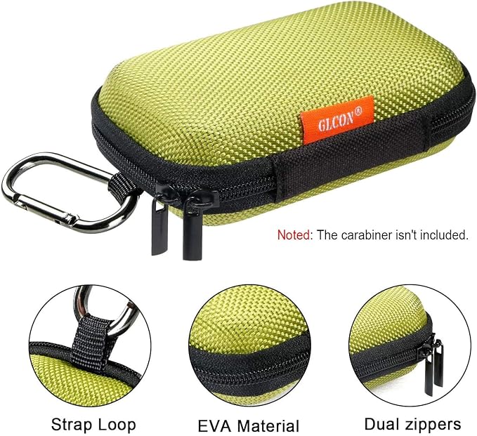 Green Rectangle Small EVA Case, Lightweight Hard Shell Zipper Pouch | Mesh Inner Pocket, Universal Bag for Wired/Bluetooth Headset, Charger, Change Purse, USB Cable - Image 3