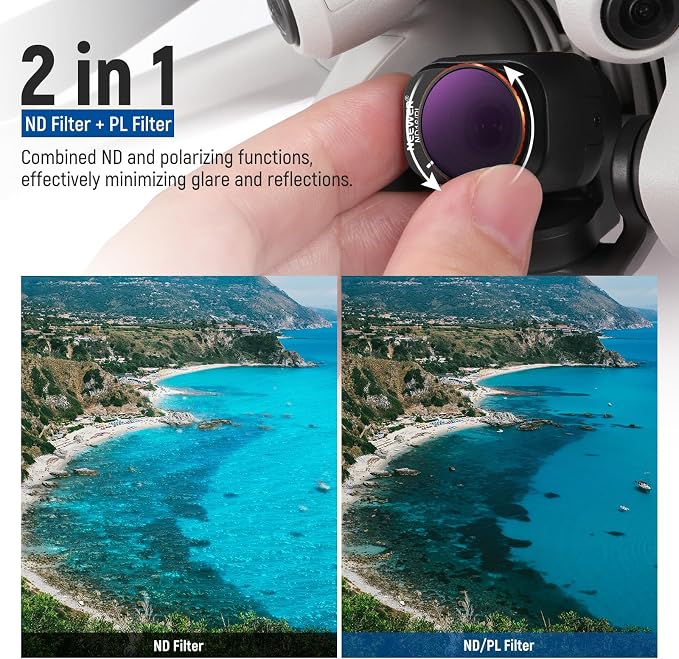NEEWER ND/PL Filter Set Compatible with DJI Mini 4 Pro, 6 Pack UV CPL ND8/PL ND16/PL ND32/PL ND64/PL Polarizer Neutral Density Drone Lens Accessories, Multi Coated HD Optical Glass/Aluminum Frame - Image 3