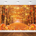 10x8ft Fall Thanksgiving Photography Backdrop | Cotton Fabric, Maple Forest Pumpkin Print, Fall Party Decor, Fall Harvest Friendsgiving Party Photo Booth Background by AVEZANO