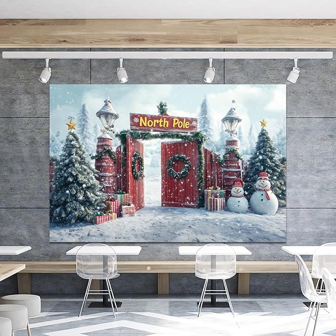 Winter Forest Backdrop Christmas Scene Background Snowy Xmas Tree Snowman Party Decorations Banner Photography Props 12x8ft Vinyl - Image 5
