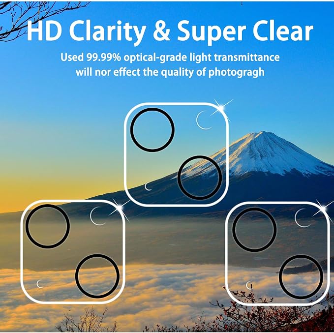 Dengduoduo 3 Pack Tempered Glass Camera Lens Protector for iPhone 15 6.1" & for iPhone 15 Plus 6.7", Ultra HD, 9H Hardness, Anti-Scratch, Case Friendly, Easy to Install [No Affect on Night Shots] - Image 3