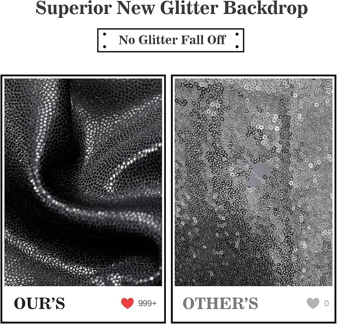Outpain Thick 30 ft x 10 ft Black Sequin Backdrop Curtain for Parties, Wrinkle Free Glitter Photo Backdrop Drapes 6 Panels 5x10ft Black Back Drop Cloth for Wedding Christmas Photography Background - Image 2