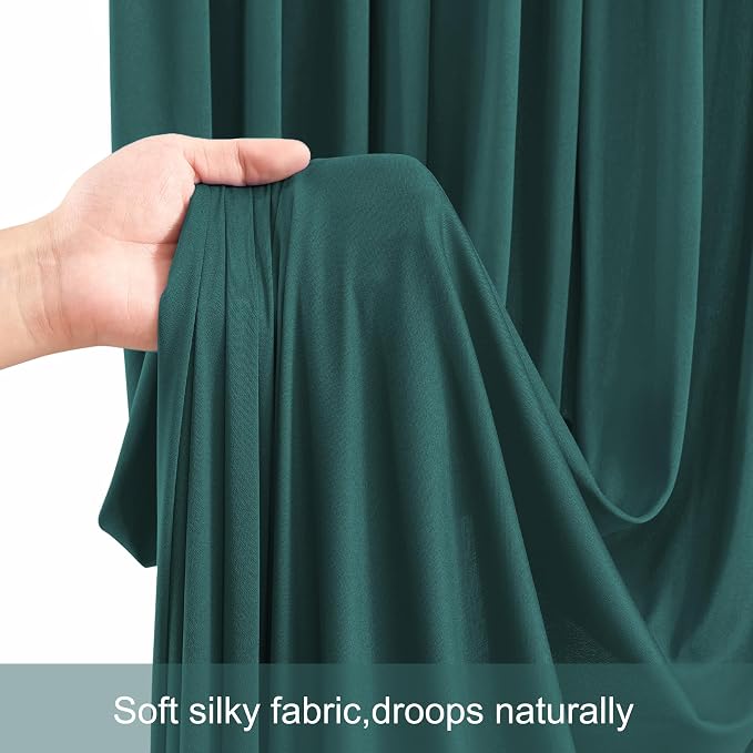 10 Panels Hunter Green Backdrop Curtains for Wedding Party Wrinkle Free Backdrops Curtain Drapes Fabric Decorations Photo Back Drop Cloth for Baby Shower Photography Stage Reception 50ft(W) x 12ft(H) - Image 6