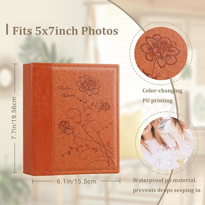 Artmag Photo Album 5x7 2 Packs Clear Pages Pockets Leather Cover Slip Slide in Photo Album Book Each Holds 100 Vertical 5x7 Photos Picture Book for Wedding Family (Brown) - Image 2
