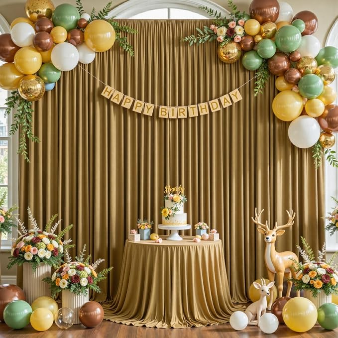 Brown Backdrop Curtains-Wrinkle-Free Polyester Photography Drapes Party Curtain Background for Baby Shower Wedding Decorations- 24 X10FT (Brown) - Image 5