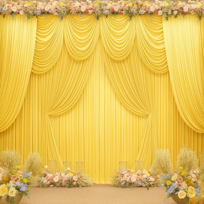 Yellow Backdrop Curtains-Wrinkle-Free Polyester Photography Drapes Party Curtain Background for Baby Shower Wedding Decorations- 24 X10FT (Yellow) - Image 7