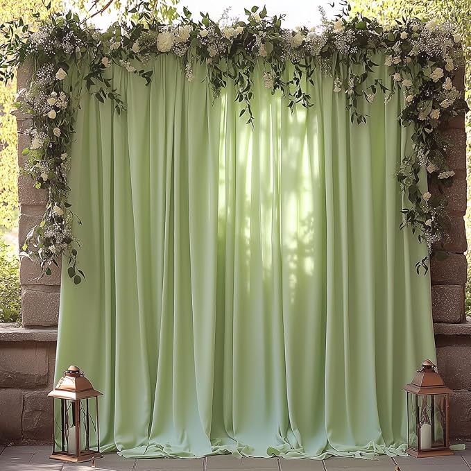 ESGOTBME 30x10ft Wrinkle Free Sage Green Backdrop Curtain for Parties Soft Fabric Drapes Wedding Curtain Backdrop for Birthday Party Decorations Background for Photography 5x10ft, 6 Panels - Image 9
