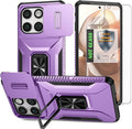 for Moto Edge 2025 Case,with Sliding Camera Lens Cover,HD Screen Protector,360° Rotating Kickstand,AYMECL Military-Grade Shockproof Protective Cover for Motorola Moto Edge 2025,Purple by AYMECL