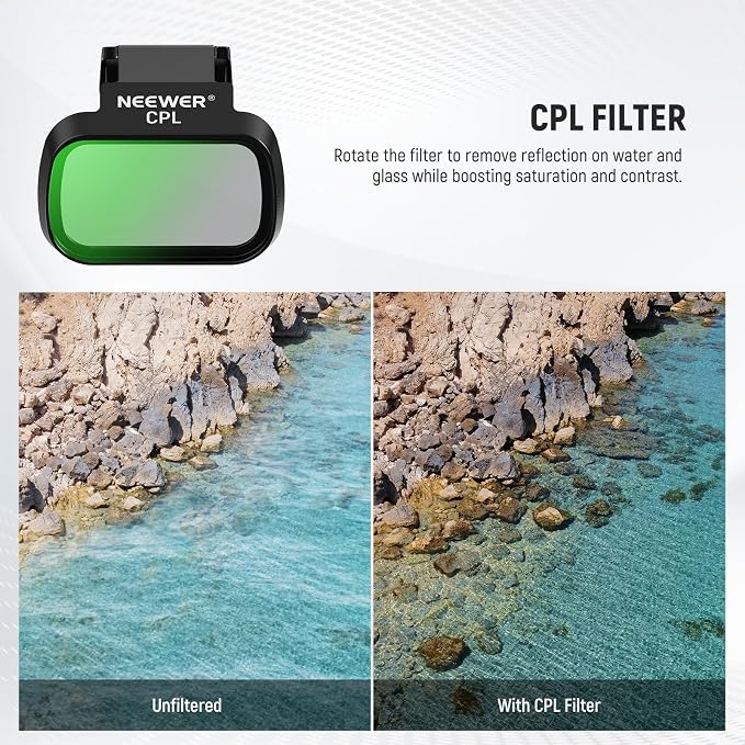 NEEWER ND Filter Set Compatible with DJI Mini 4K/2 SE/SE/2/Mavic Mini | 3 Pack, CPL/ND8/ND16, Multicoated HD Optical Glass, Neutral Density Filters, Drone Camera Lens Accessories, FL-C41 - Image 4