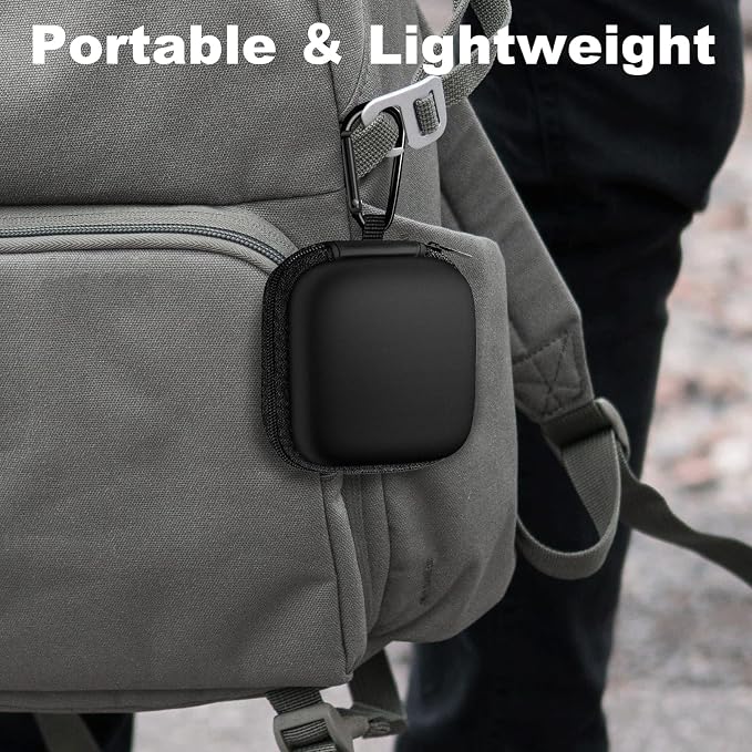 2Pack Square Earbud Case Portable EVA Carrying Case Storage Bag Cell Phone Accessories Organizer with Carabiner for Earphone, Earbud, Earpieces, SD Memory Card, Camera Chips, Black/Purple - Image 8