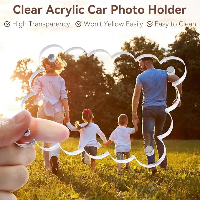 PIFOOG 2 Pack Gifts for Mom Car Picture Holder, Sun Visor Photo Frame Clip Acrylic Magnetic Personalized Memorial Frames for Cars Sunvisor Decor 3.3 × 4.9 inch - Image 3