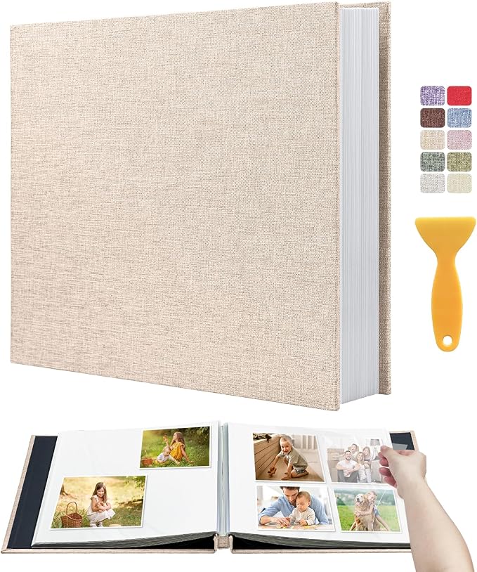 Large Photo Album Self Adhesive Scrapbook Album for 4x6 5x7 8x10 Pictures DIY Photo Book as Scrapbooking Supplies Kits, Birthday Gifts for Women Mom Wedding Baby Family Travel by HenPisen
