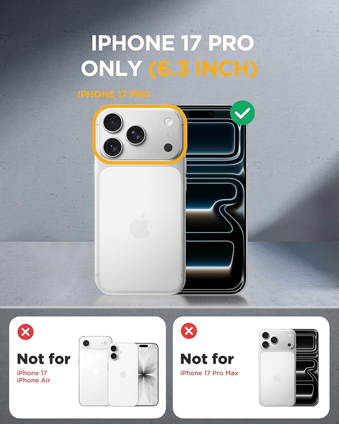 miracase for iPhone 17 Pro Privacy Series Case, Magsafe, Orange | Built-in Privacy Screen Protector | 360° Full Protection | Colored Bezel & Clear Back | Shock-Absorbent | 6,3 Inch - Image 7