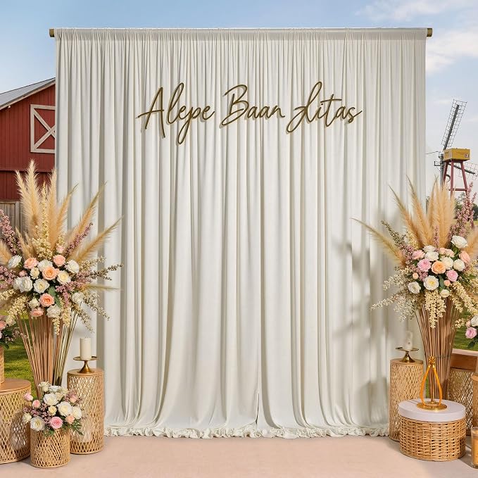 20ftx10ft Wrinkle Free Beige Backdrop Curtains for Parties, Silky Polyester Photo Backdrop Drapes 4 Panels 5x10ft Back Drop Cloth for Wedding Birthday Baby Shower Photography Background - Image 8