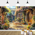 7X5ft Italian Theme Backdrop Italy Town Street Backdrop for Photography, Europe Village Town Landscape Photography Background Garden Tea Party Barnner Photo Studio Props, Color-2 by DRGILAU