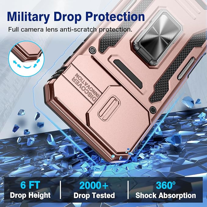 VEGO for iPhone 16 Pro Max Case with Privacy Screen Protector Rose Gold | Slide Camera Cover & Ring Kickstand Military Grade Heavy Duty Protection Cover for iPhone 16 ProMax - Rose Gold - Image 6