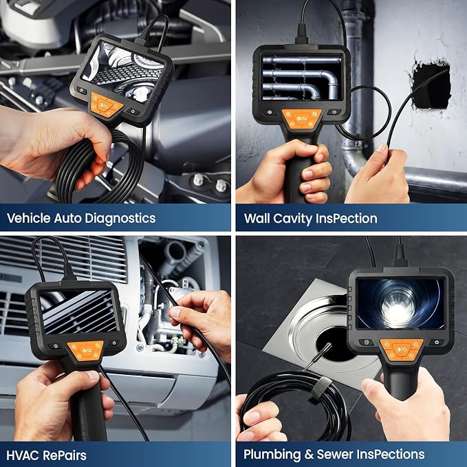 50FT Endoscope Camera with Light-1080P HD Borescope Inspection Camera | IP67 Waterproof Sewer Tools with 8 Adjustable LEDs,Snake Cameras with 4.3" IPS Screen for Plumbing & Automotive Engines - Image 7